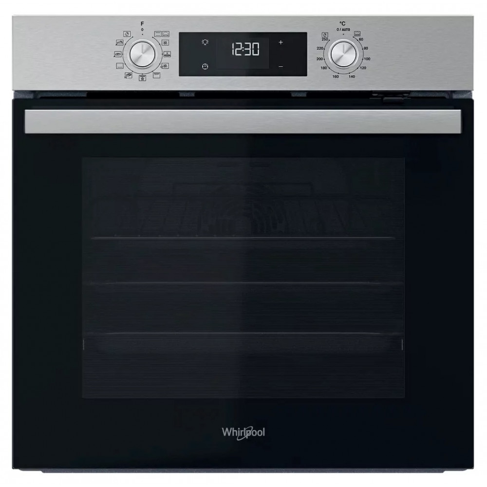 Духова шафа Whirlpool електрична, 71л, A+, дисплей, конвекція, телескопічні напрямні, нерж