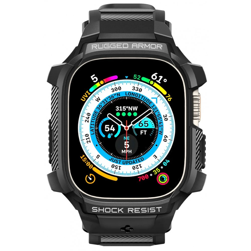 Чохол та ремінець 2в1 Spigen для Apple Watch Ultra 49mm, Rugged Armor Pro, Black