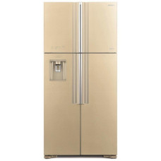 Холодильник Hitachi багатодверний, 184x86х75, холод.відд.-396л, мороз.відд.-144л, 4дв., А+, NF, інв., зона нульова, диспенсер, бежевий (скло)