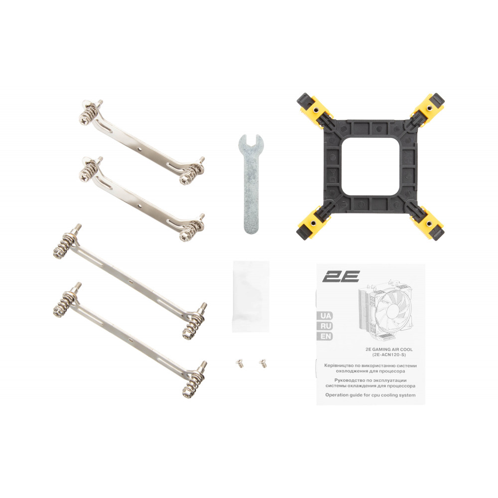 Процесорний кулер 2E GAMING Air Cool ACN120-S, LGA1851, 1700, 1366, 1200, 115x, AM5, AM4, AM3, AM3+, AM2, AM2+, FM2, FM1, 4pin PWM, TDP 180W