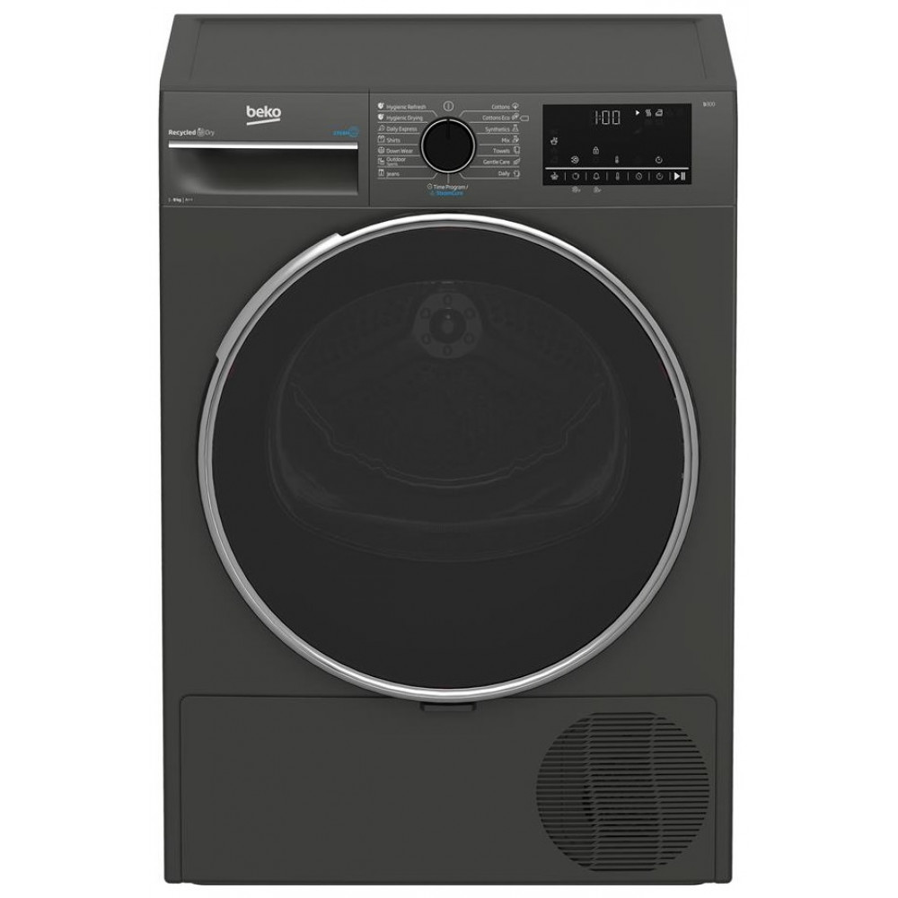 Сушильна машина Beko тепловий насос, 8кг, A++, 60см, дисплей, підсвітка барабану, сірий