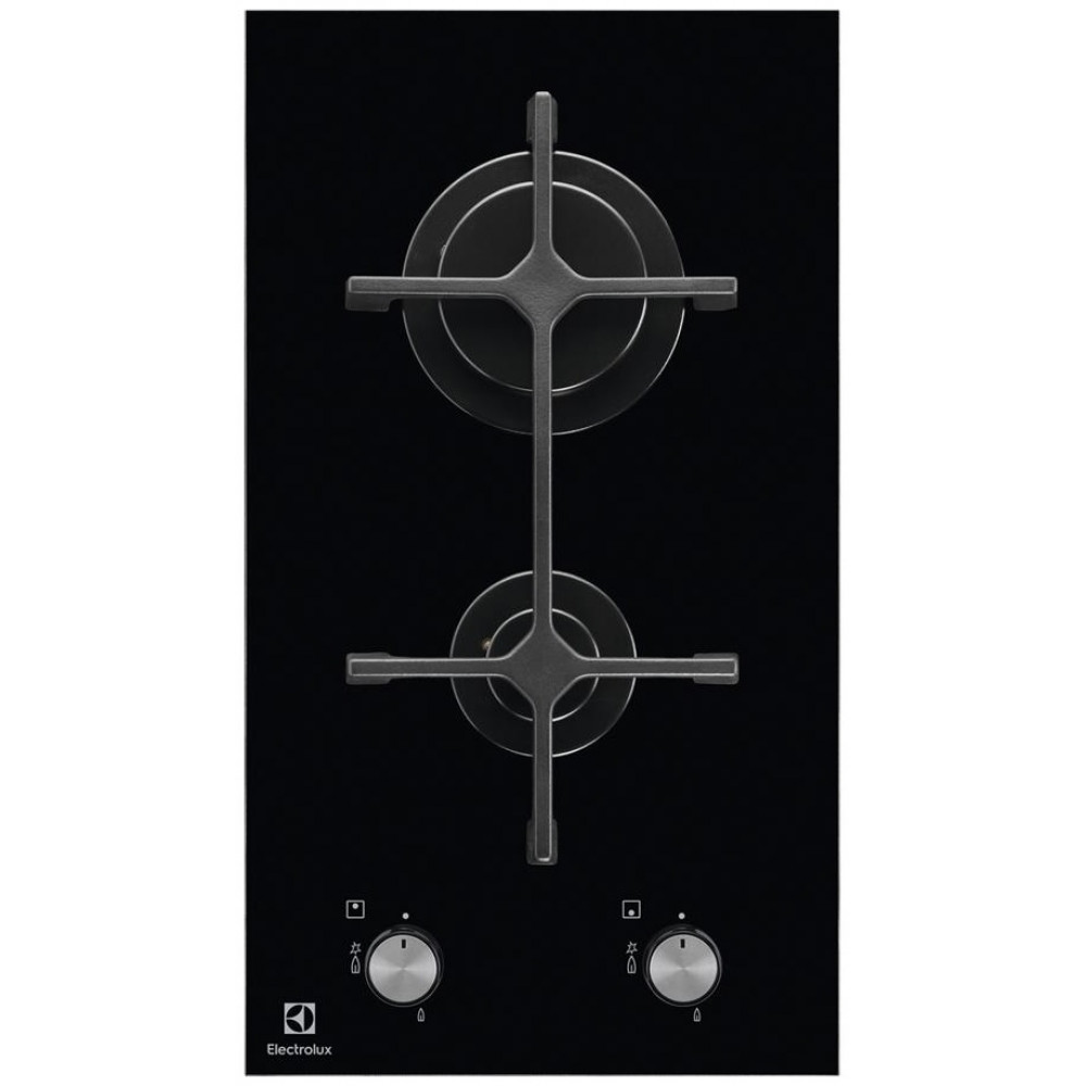 Варильна поверхня Electrolux газова на склі, 30см, чавун, Доміно, чорний