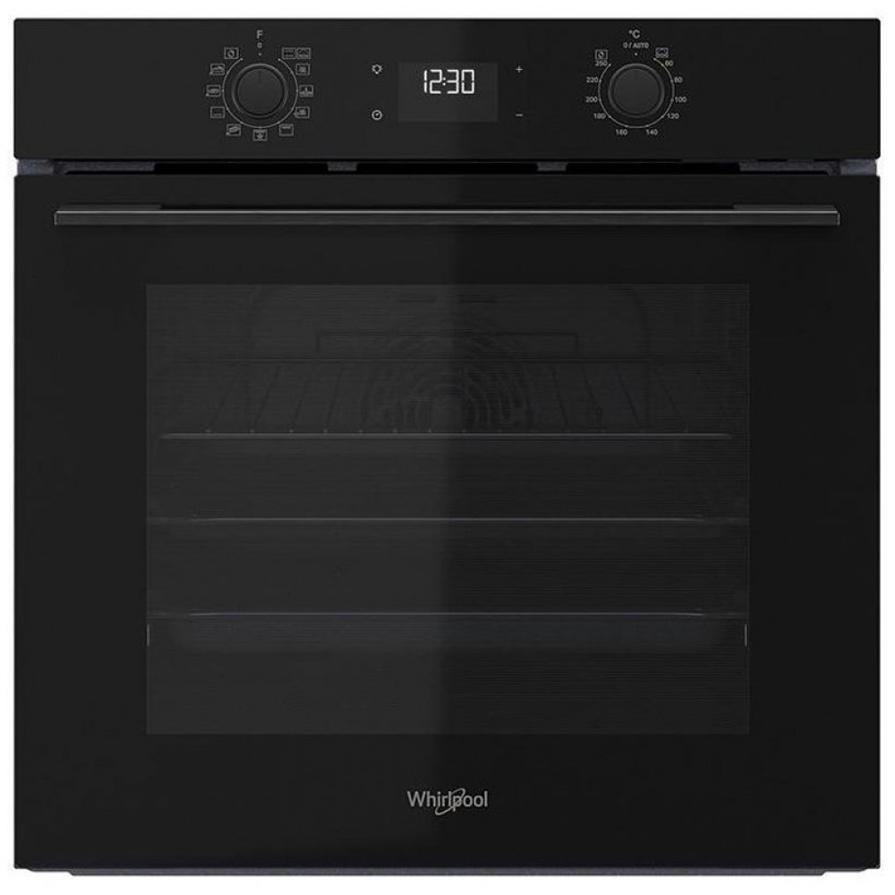Духова шафа Whirlpool електрична, 71л, A+, дисплей, конвекція, телескопічні напрямні, чорний