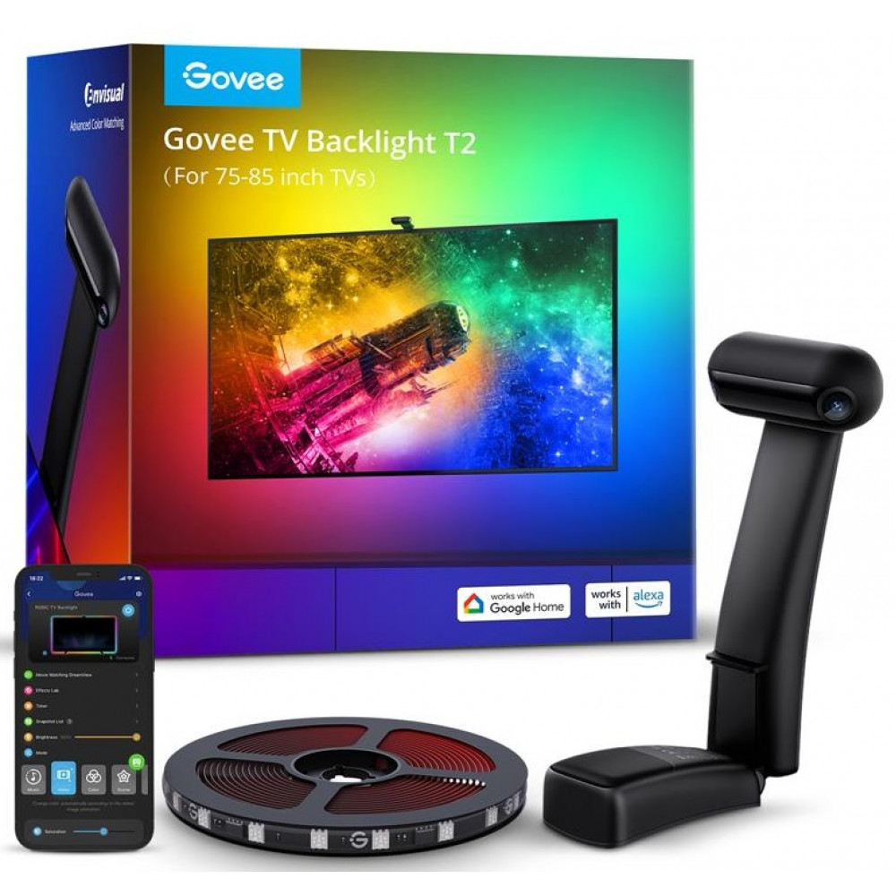 Набір адаптивного підсвічування Govee H605C Envisual TV Backlight T2 with Dual Cameras 75-85', RGBIC, WI-FI/Bluetooth, чорний