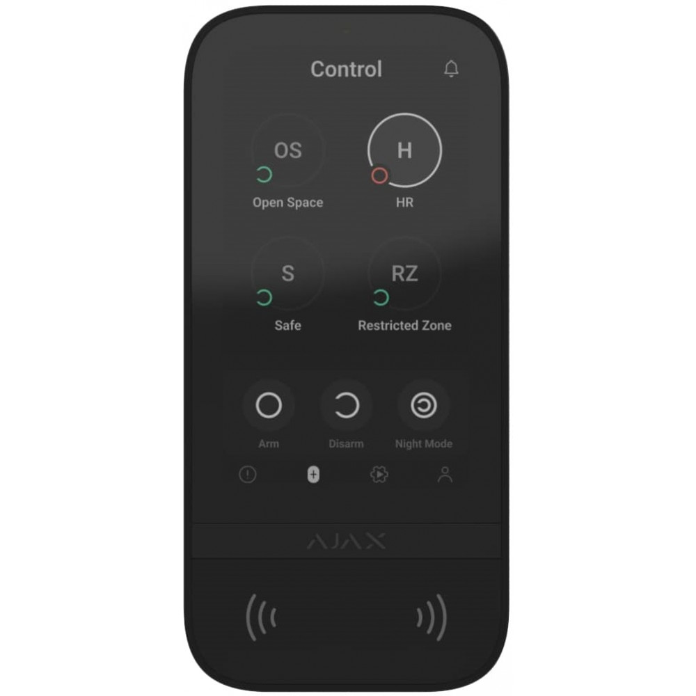 Клавіатура з сенсорним дисплеєм Ajax KeyPad TouchScreen, jeweller, бездротовий, чорний
