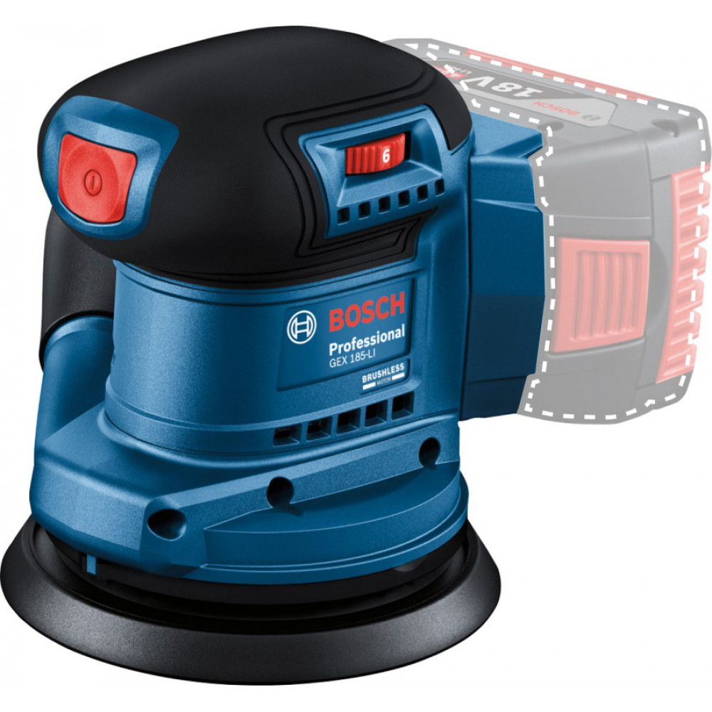 Шліфмашина ексцентрикова акумуляторна Bosch Professional GEX 185-LI 18В 125мм 6000-10000об/хв 0.93кг без АКБ та ЗП