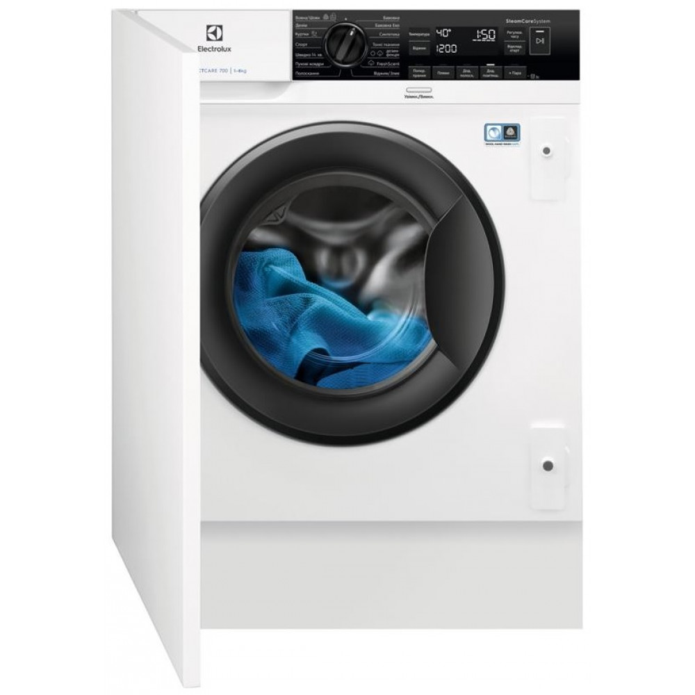 Пральна машина Electrolux вбудована фронтальна, 8кг, 1400, A+++, 55см, дисплей, пара, інвертор, білий