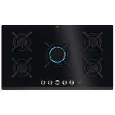 Варильна поверхня Electrolux газова на склі, 90см, чавун, електрон. керування, Hob2Hood, чорний