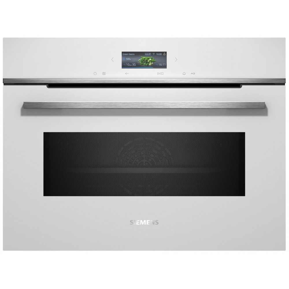 Духова шафа Siemens електрична компактна, 45л, A, дисплей, конвекція, ф-ція мікрохвиль, білий