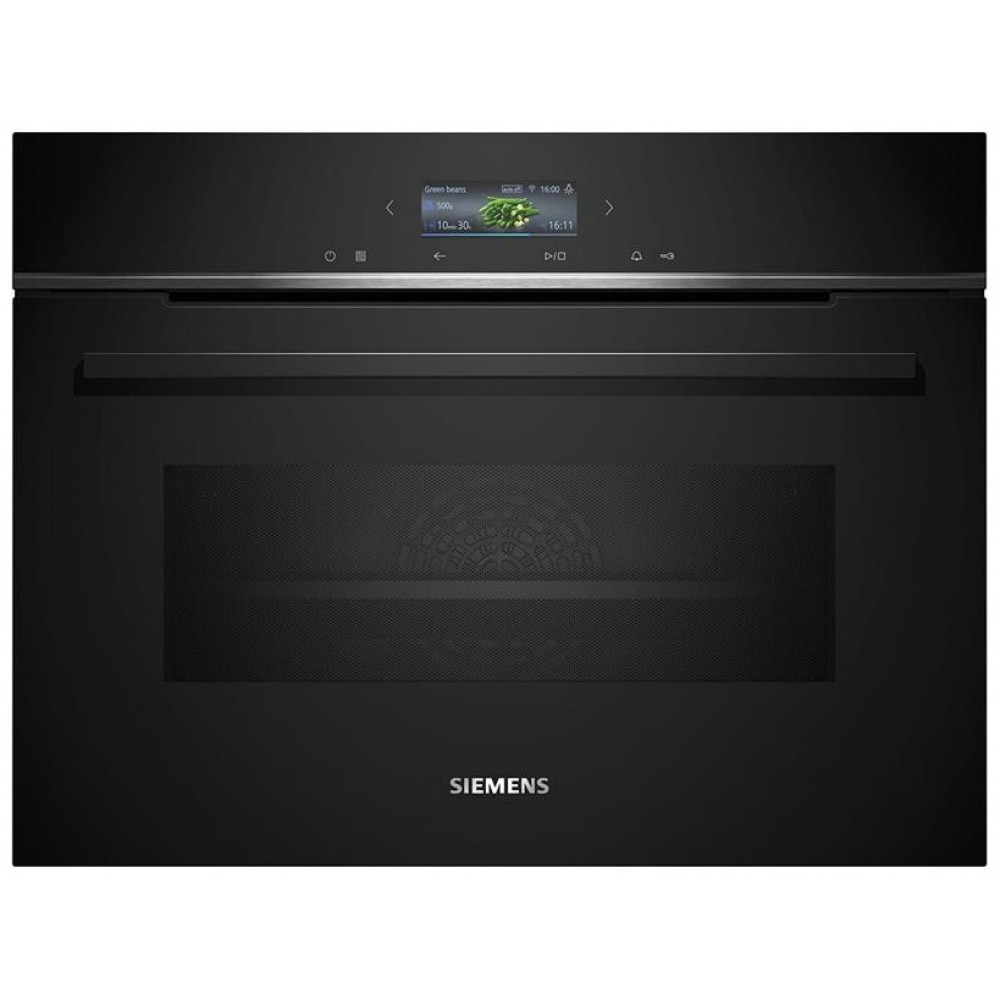 Духова шафа Siemens електрична компактна, 45л, A, дисплей, конвекція, ф-ція мікрохвиль, чорний