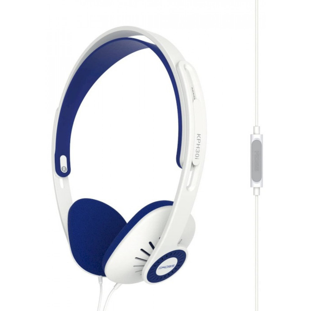 Навушники On-Ear Koss KPH30iW, 3.5 mini-jack, 1.2м, Білий
