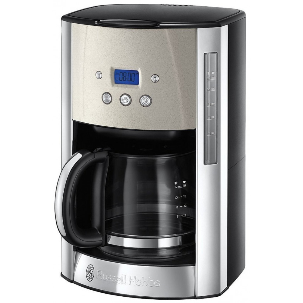 Кавоварка Russell Hobbs крапельна Luna Stone, 1.5л, мелена, LED-дисплей, підігрів чашок, чорно-сріблястий