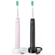 Щітка зубна електр. Philips, Sonicare 3100 series, набір , 31т. колив/хв, насадок-1, 2 шт в наборі, рожевий, чорний