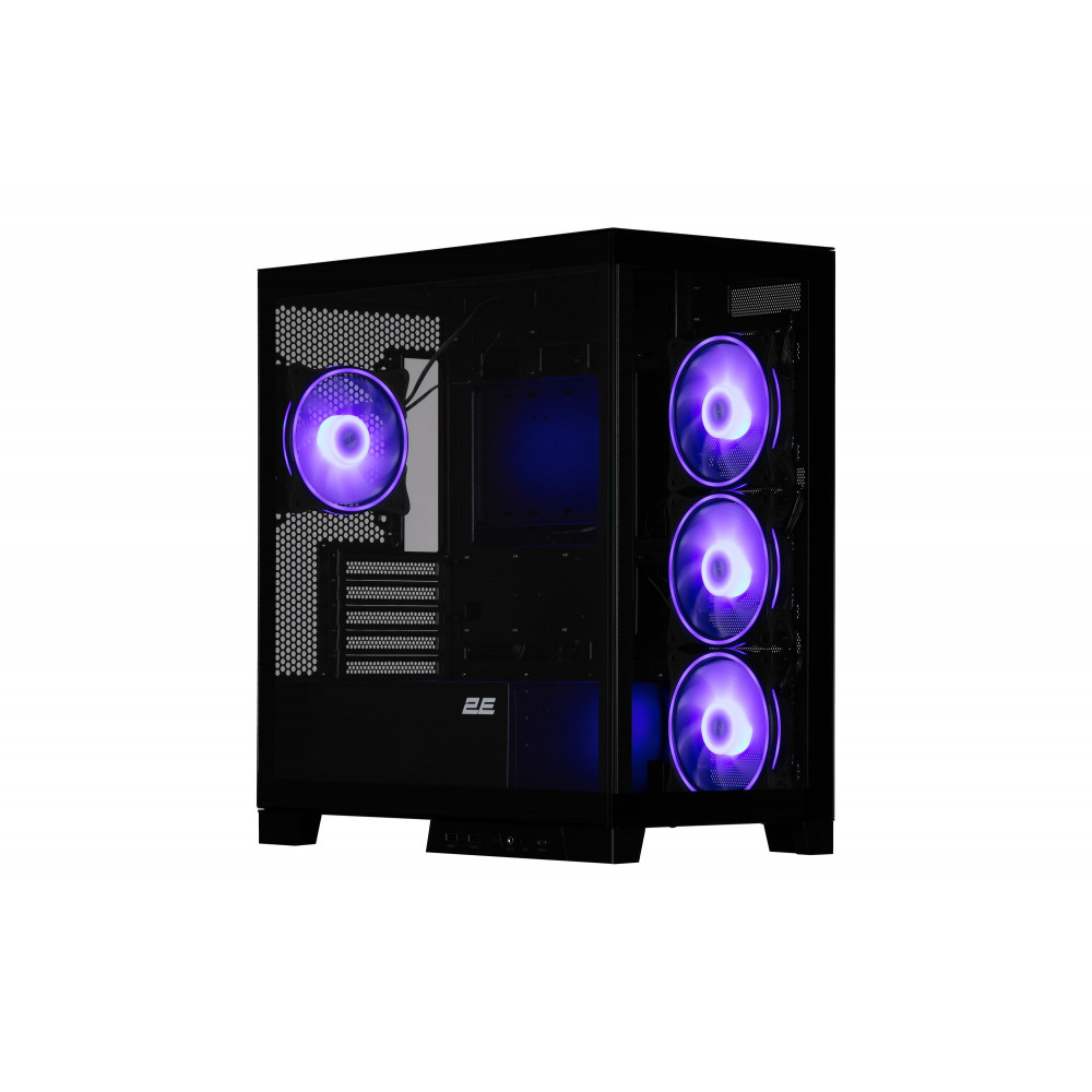 Корпус 2E GAMING Fantom GK701B без БЖ 2xUSB3.0, 1xUSBType-C, 4x120мм ARGB, VGA 400мм, LCS ready, контролер з пультом, TG Side/Front Panel, mATX, чорний