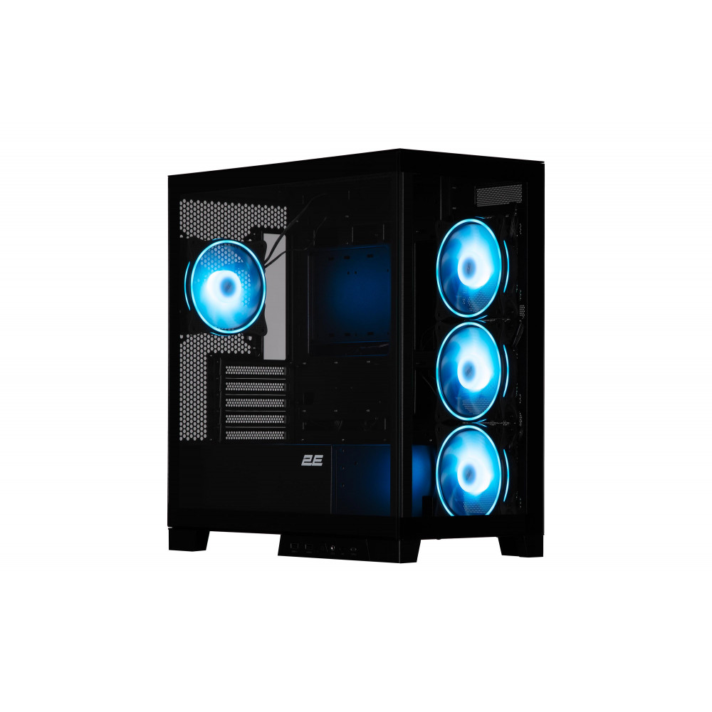 Корпус 2E GAMING Fantom GK701B без БЖ 2xUSB3.0, 1xUSBType-C, 4x120мм ARGB, VGA 400мм, LCS ready, контролер з пультом, TG Side/Front Panel, mATX, чорний