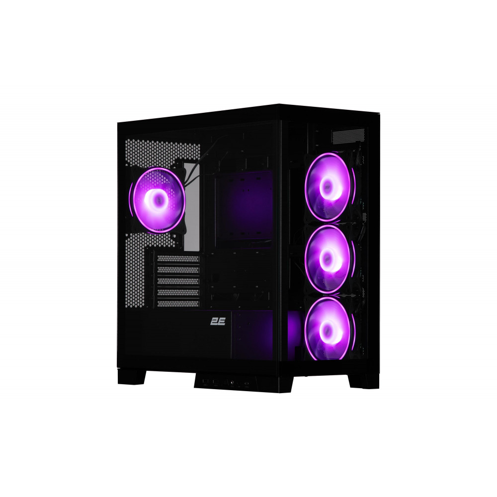 Корпус 2E GAMING Fantom GK701B без БЖ 2xUSB3.0, 1xUSBType-C, 4x120мм ARGB, VGA 400мм, LCS ready, контролер з пультом, TG Side/Front Panel, mATX, чорний