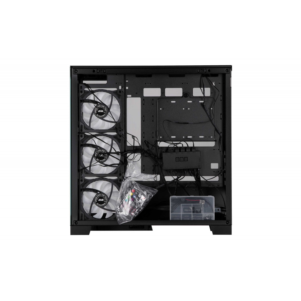 Корпус 2E GAMING Fantom GK701B без БЖ 2xUSB3.0, 1xUSBType-C, 4x120мм ARGB, VGA 400мм, LCS ready, контролер з пультом, TG Side/Front Panel, mATX, чорний