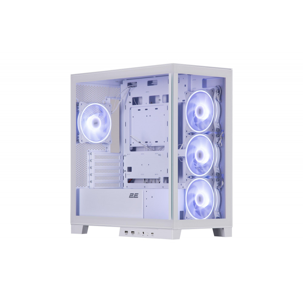 Корпус 2E GAMING Fantom GK701W без БЖ 2xUSB3.0, 1xUSBType-C, 4x120мм ARGB, VGA 400мм, LCS ready, контролер з пультом, TG Side/Front Panel, mATX, білий