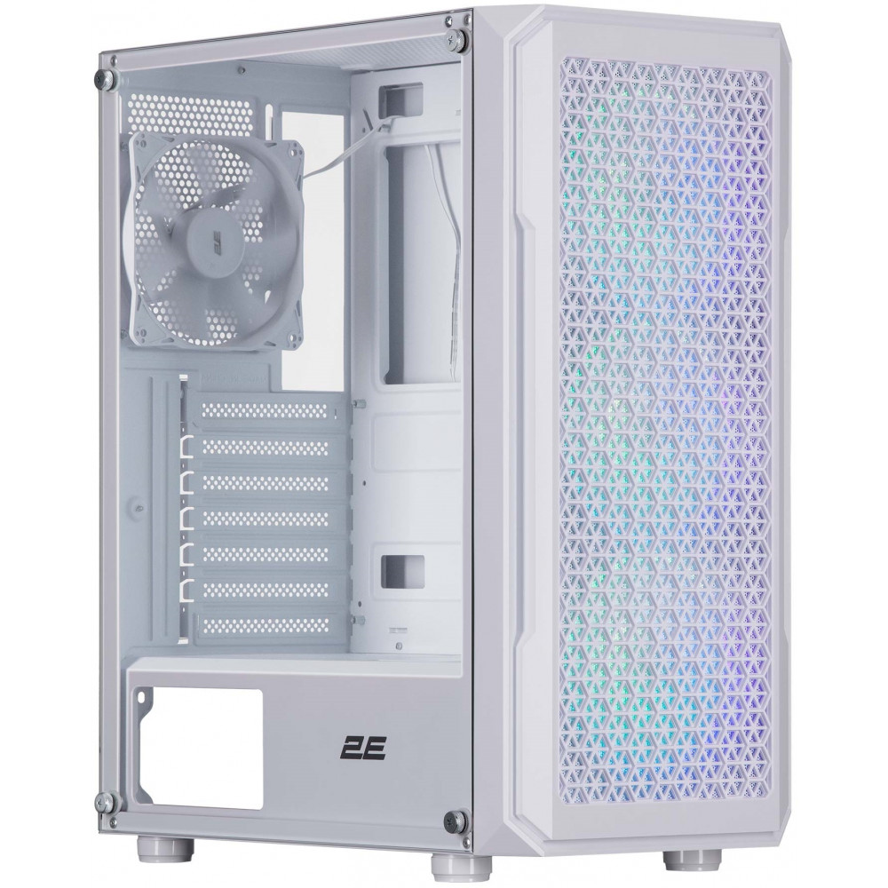Корпус 2E GAMING Hexagon G338W без БЖ 2xUSB3.0, 1xUSBType-C, 3x120мм ARGB, 1x120мм, VGA 330мм, LCS ready, HUB, TG Side Panel, ATX, білий