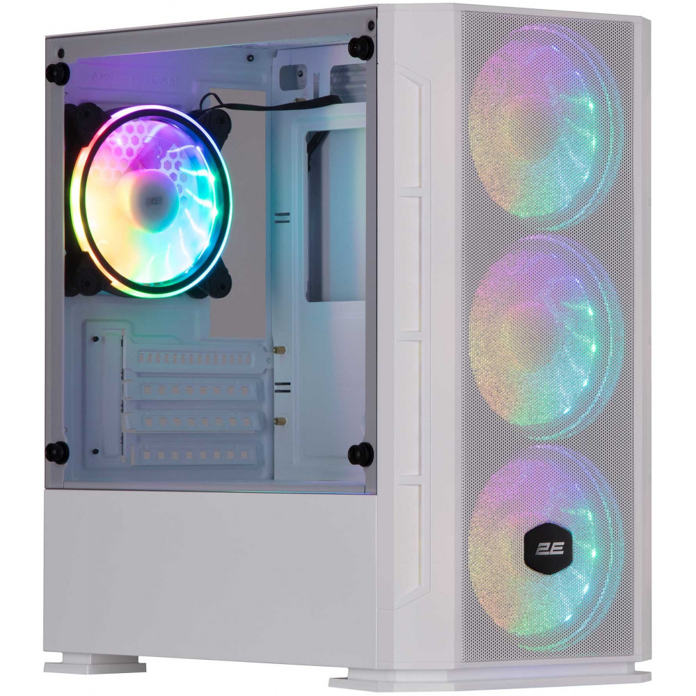 Корпус 2E GAMING Calleo GB700W без БЖ, 2xUSB3.0, 1xUSB2.0, 4x120мм ARGB, VGA 320мм, LCS ready, контролер з пультом, TG Side Window, mATX, білий