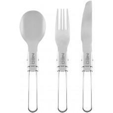 Набір посуду туристичного Neo Tools, 3в1, складані ніж,ложка,вилка, сертифікат LFGB, чохол, 0.07кг Набір посуду туристичного Neo Tools, 3в1, складані ніж,ложка,вилка, сертифікат LFGB, чохол, 0.07кг