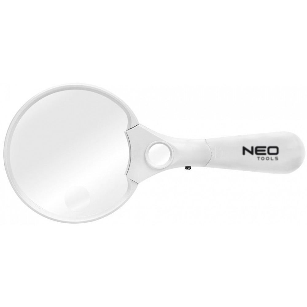 Збільшувальне скло Neo Tools, лупа, діаметр 110мм, 3 ступеня збільшення, LED підсвічування