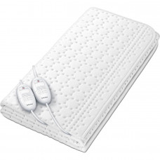 Електропростирадло Beurer, від мережі, 150х140см, 2х60Вт, 3 режими, для двох осіб, фліс, білий