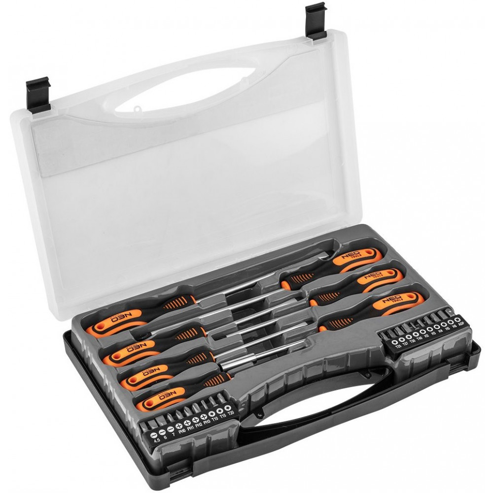 Викрутки Neo Tools набір 27шт, 20 біт, SL,PH,Torx,H, сталь CrV, кейс