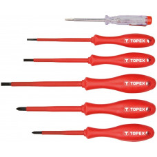 Викрутки TOPEX набір 6шт, діелектричні, тестер напруги, SL,PH, сталь CrMo Викрутки TOPEX набір 6шт, діелектричні, тестер напруги, SL,PH, сталь CrMo