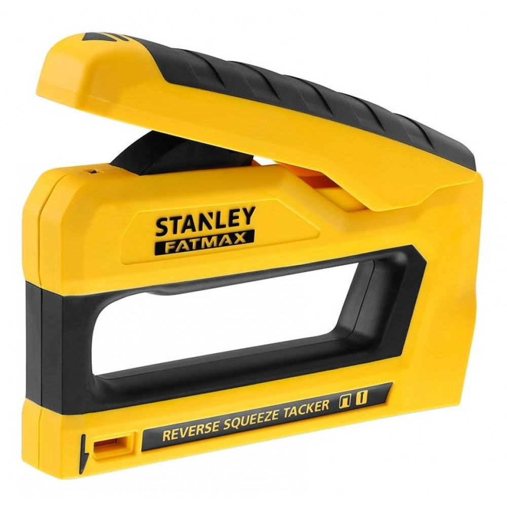 Степлер Stanley FatMax, 6-14мм тип скоб G та 12-15мм тип скоб J, реверсивна рукоятка, індикатор залишку скоби