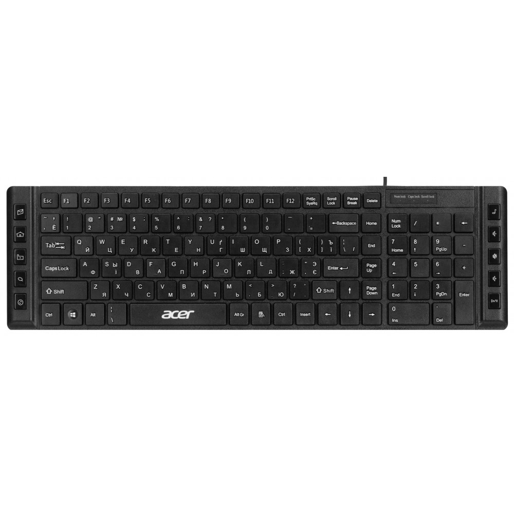 Клавіатура мембранна Acer OKW010, 115key, USB-A, EN/UKR/RU,чорний