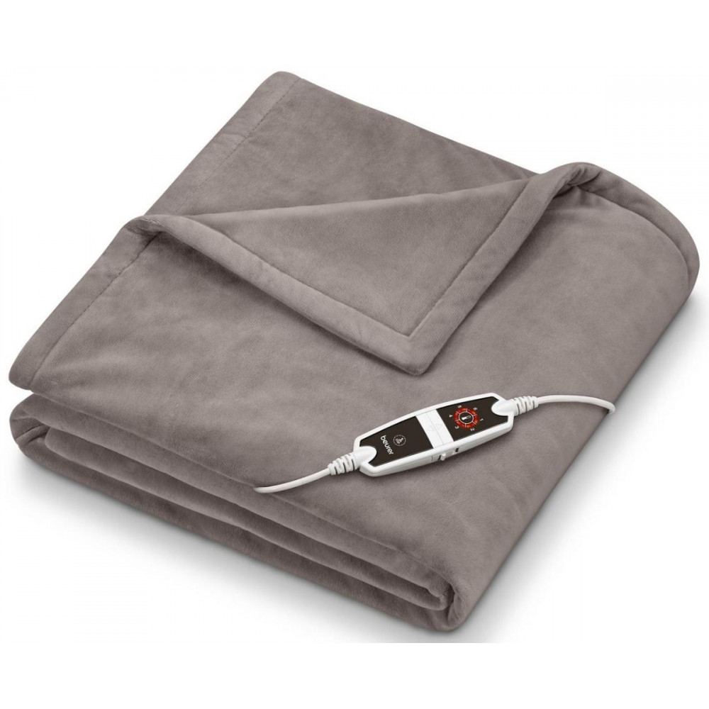 Електроковдра Beurer, від мережі, 200х150см, 150Вт, 6 режимів, фліс, сірий