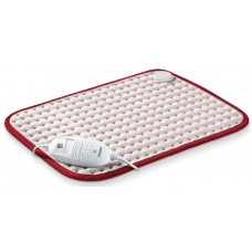 Електрогрілка Beurer, від мережі, 33х44см, 100Вт, 3 режими, авт. вимкн. через 90хв, мікроволокно, біло-червоний