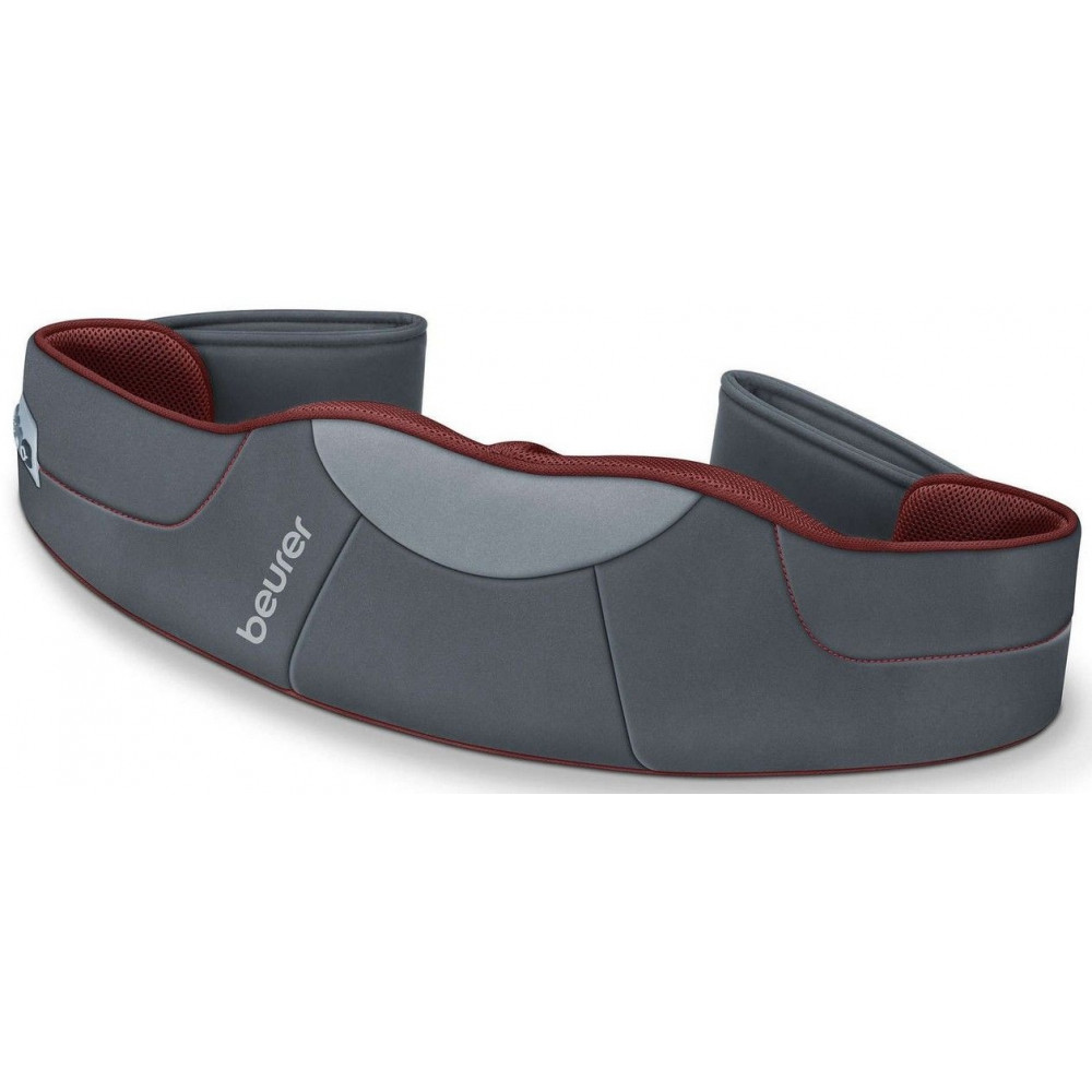 Масажний пояс Beurer для шиї, спини, ніг, від мережі, 3 режима, підігрів, сіро-червоний