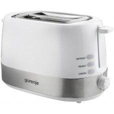 Тостер Gorenje, 850Вт, функц. розморожування, автовідключення, пластик/метал, білий Тостер Gorenje, 850Вт, функц. розморожування, автовідключення, пластик/метал, білий