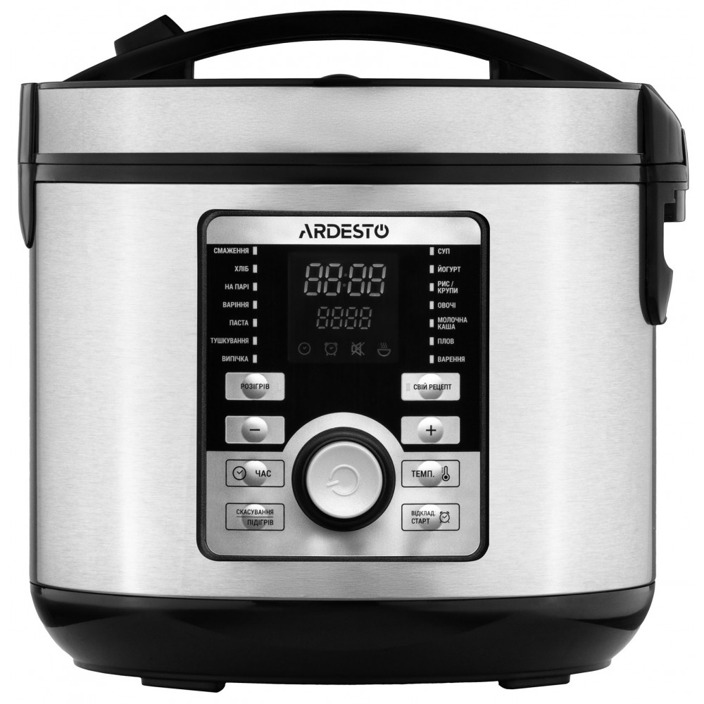 Мультиварка Ardesto, 860Вт, чаша-5л, електронне керув., книга рецептів, метал/пластик, сірий