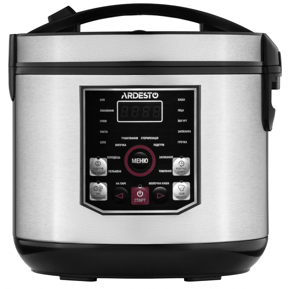 Мультиварка Ardesto, 860Вт, чаша-5л, електронне керув., книга рецептів, метал/пластик, сірий