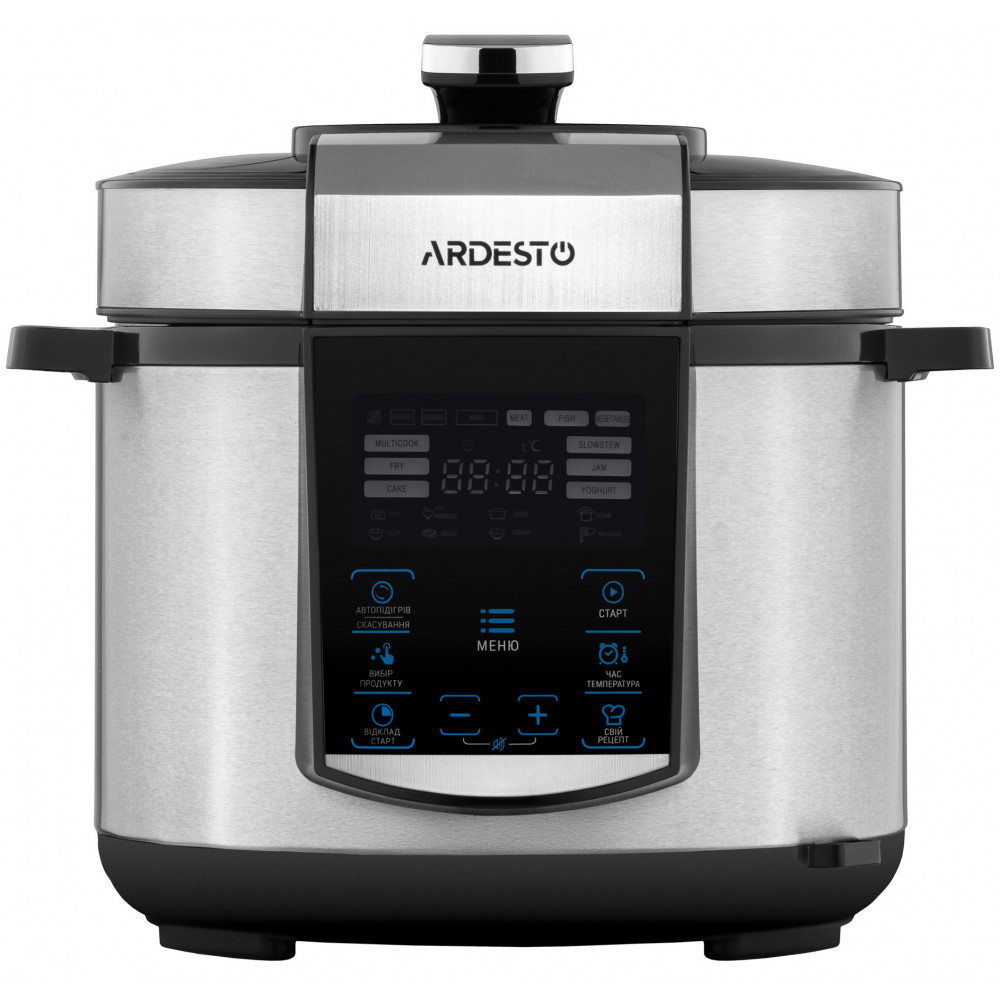 Мультиварка-скороварка Ardesto, 900Вт, чаша-5л, електронне керув., книга рецептів, метал/пластик, сірий