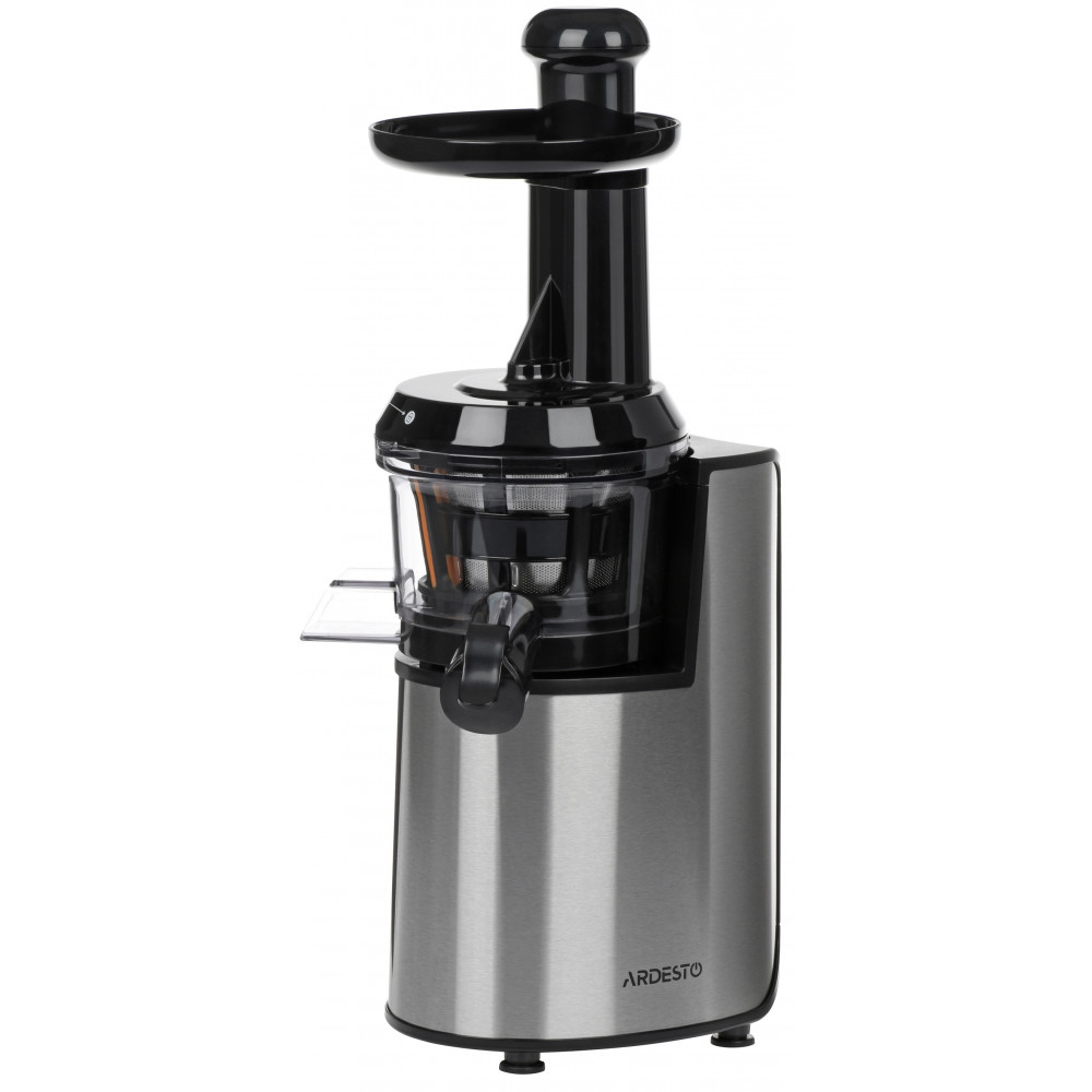 Соковитискач Ardesto шнековий 200Вт, чаша-0.6л, жмих-0.6л, пластик/метал, сріблясто-чорний