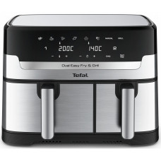 Мультипіч Tefal Dual EasyFry&Grill AirFryer, 2700Вт, чаша-5.2+3.1л, сенсорне керув., 2 чаши, гриль, пластик, сіро-чорний