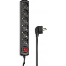 Подовжувач мережевий Hama 5м, 6хТип, 16А, фільтр, чорний