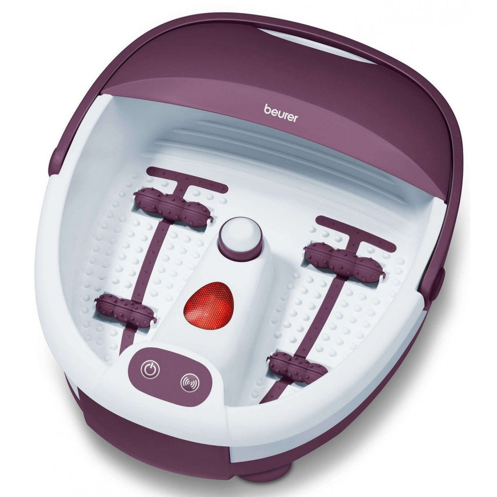 Масажна ванночка Beurer для ніг, від мережі, 3 насадки, підтрим. температури води, біло-фіолетовий