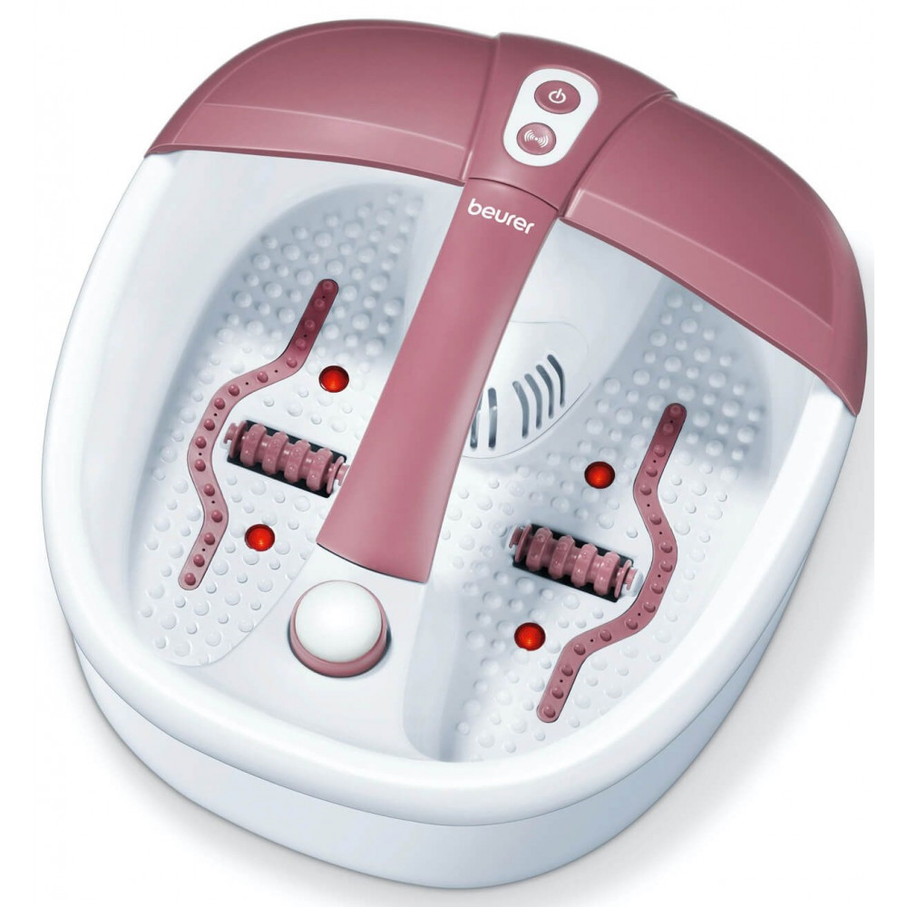 Масажна ванночка Beurer для ніг, від мережі, 3 насадки, підтрим. температури води, аромотерапія, біло-рожевий