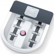 Масажна ванночка Beurer для ніг, від мережі, 3 насадки, підтрим. температури води, сенс. керув., біло-сірий