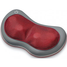 Масажна подушка Beurer для плечей, шиї, спини та ніг, від мережі, 4 головки шиацу, підігрів, автовимкн., червоно-сірий