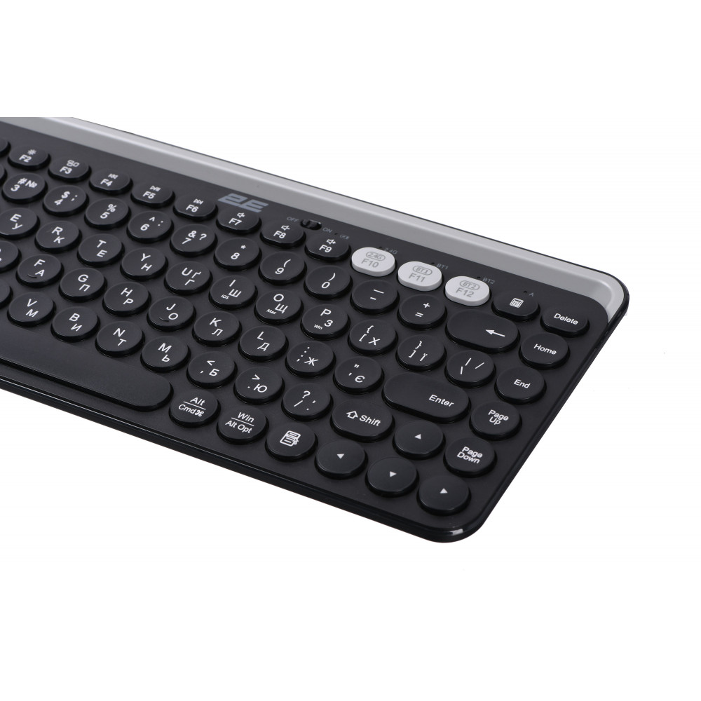 Клавіатура мембранна 2E KS250 84key, WL/BT, EN/UK, чорно-сірий
