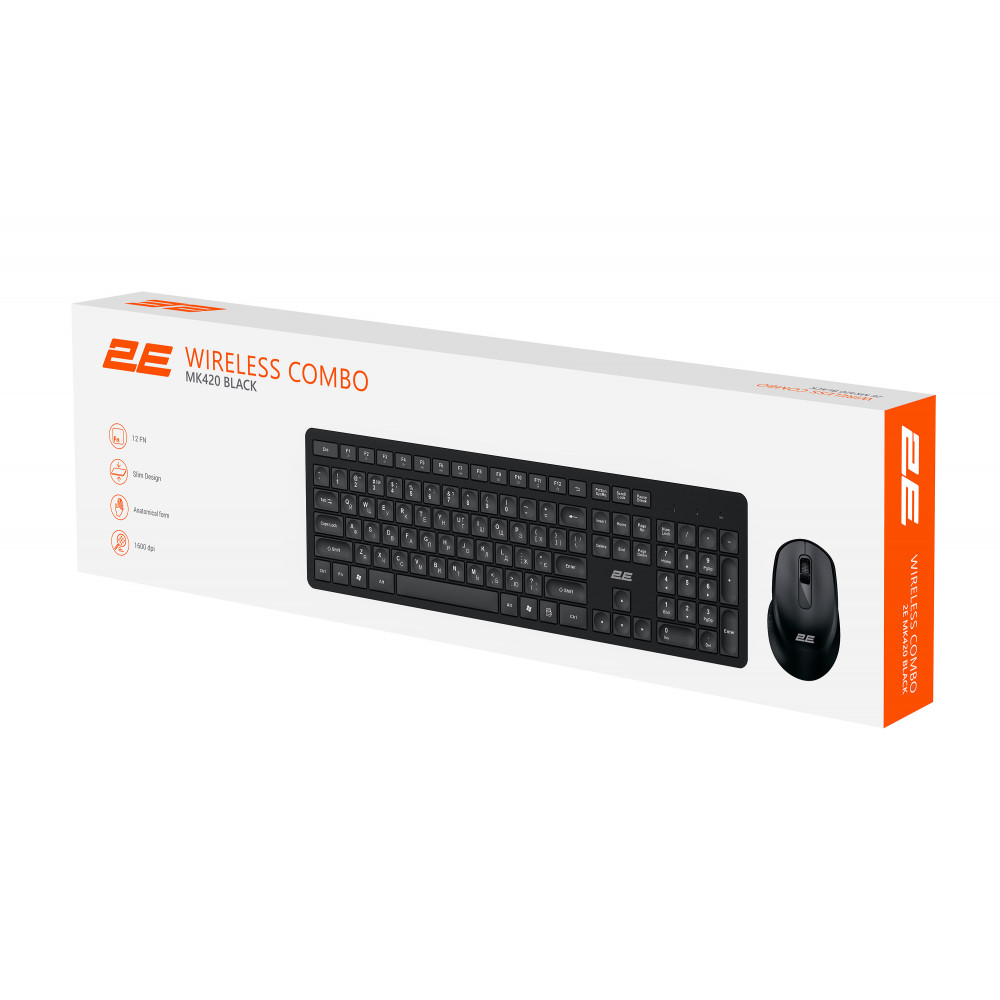 Комплект (клавіатура, миша) бездротовий 2E MK420 Black (2E-MK420WB_UA)