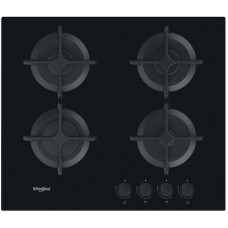 Варильна поверхня Whirlpool газова на склі, 60см, чавун, чорний
