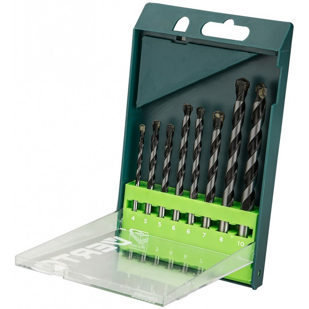Набір свердел по бетону Verto, 8шт, 4-10мм, кейс