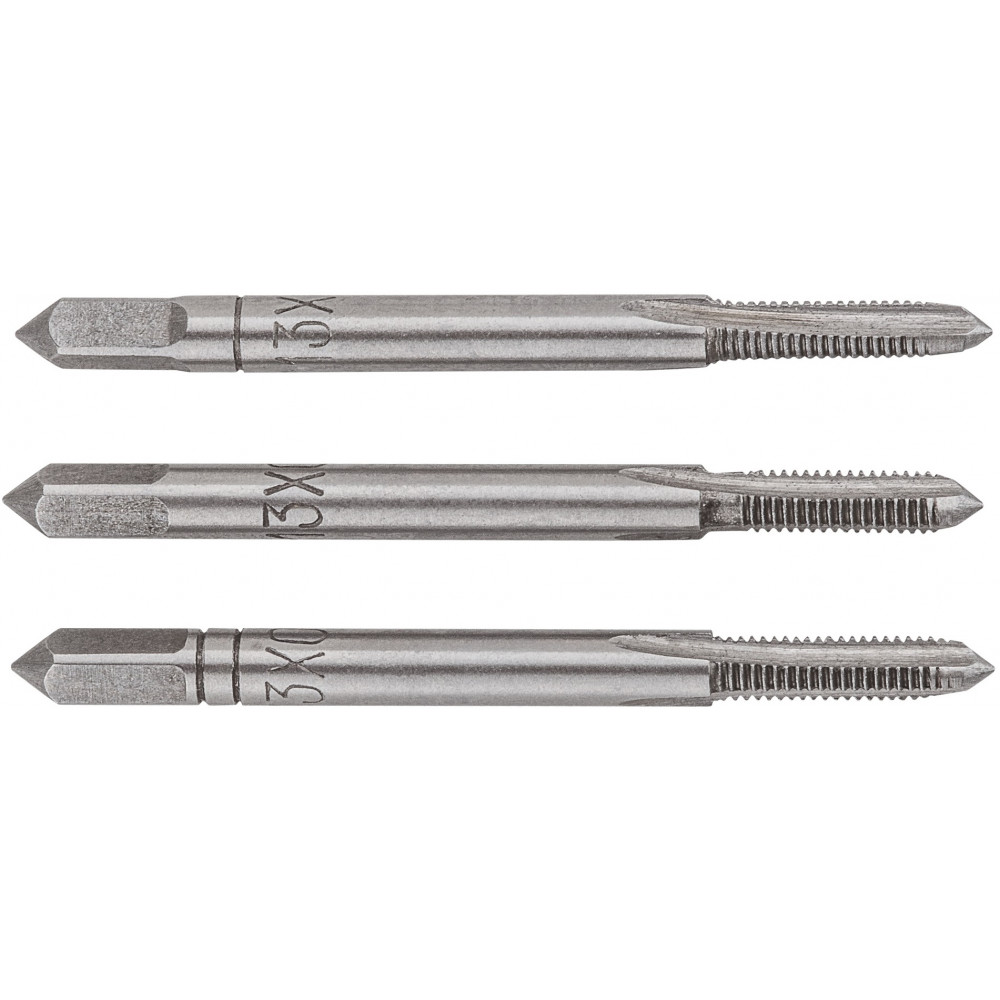 Мітчики TOPEX, 3шт, М3, крок різьблення 0.5мм, 43мм, вольфрамова сталь, футляр